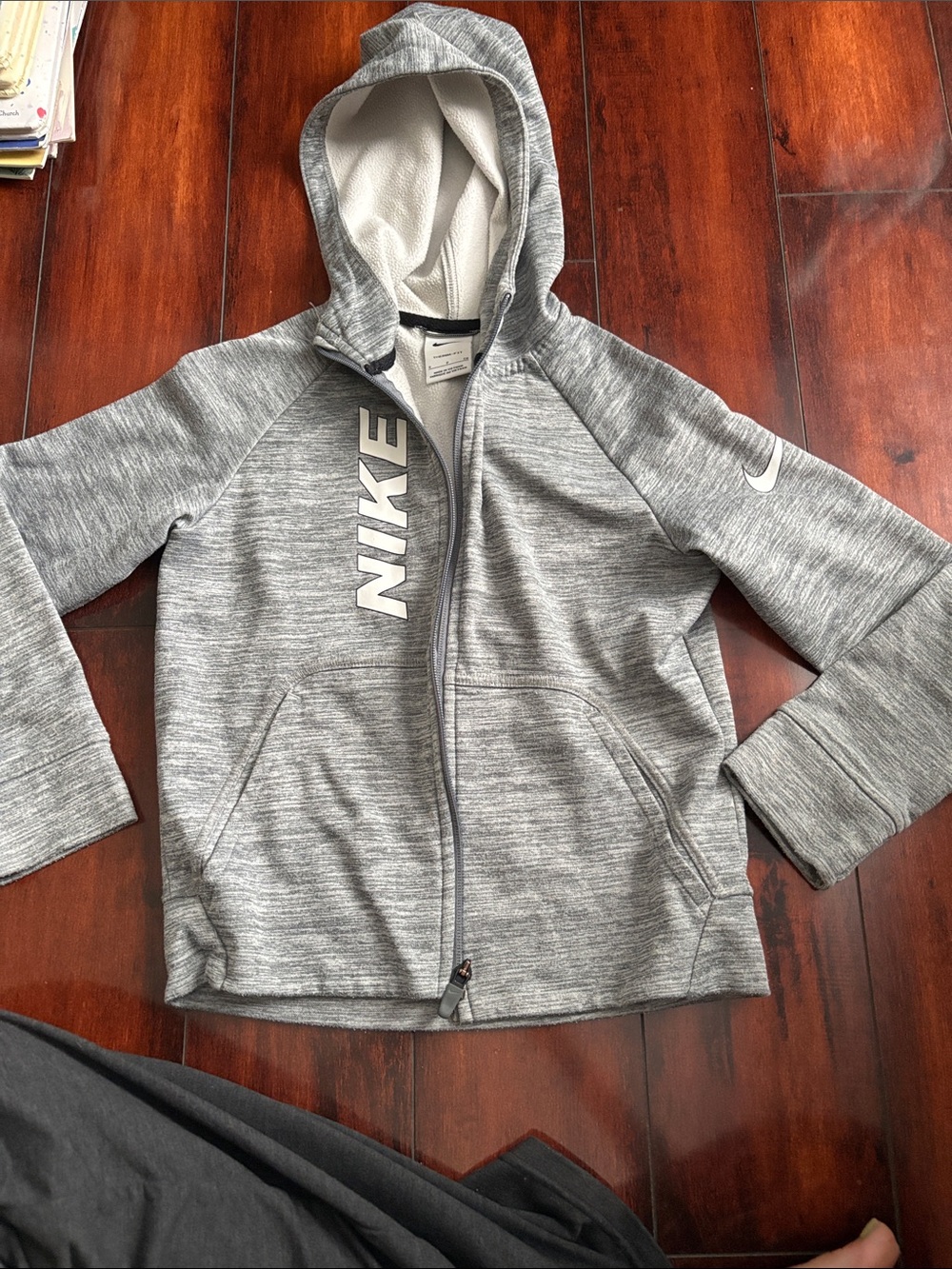 Nike Kids Gray Marled Full-Zip Hoodie with Hood